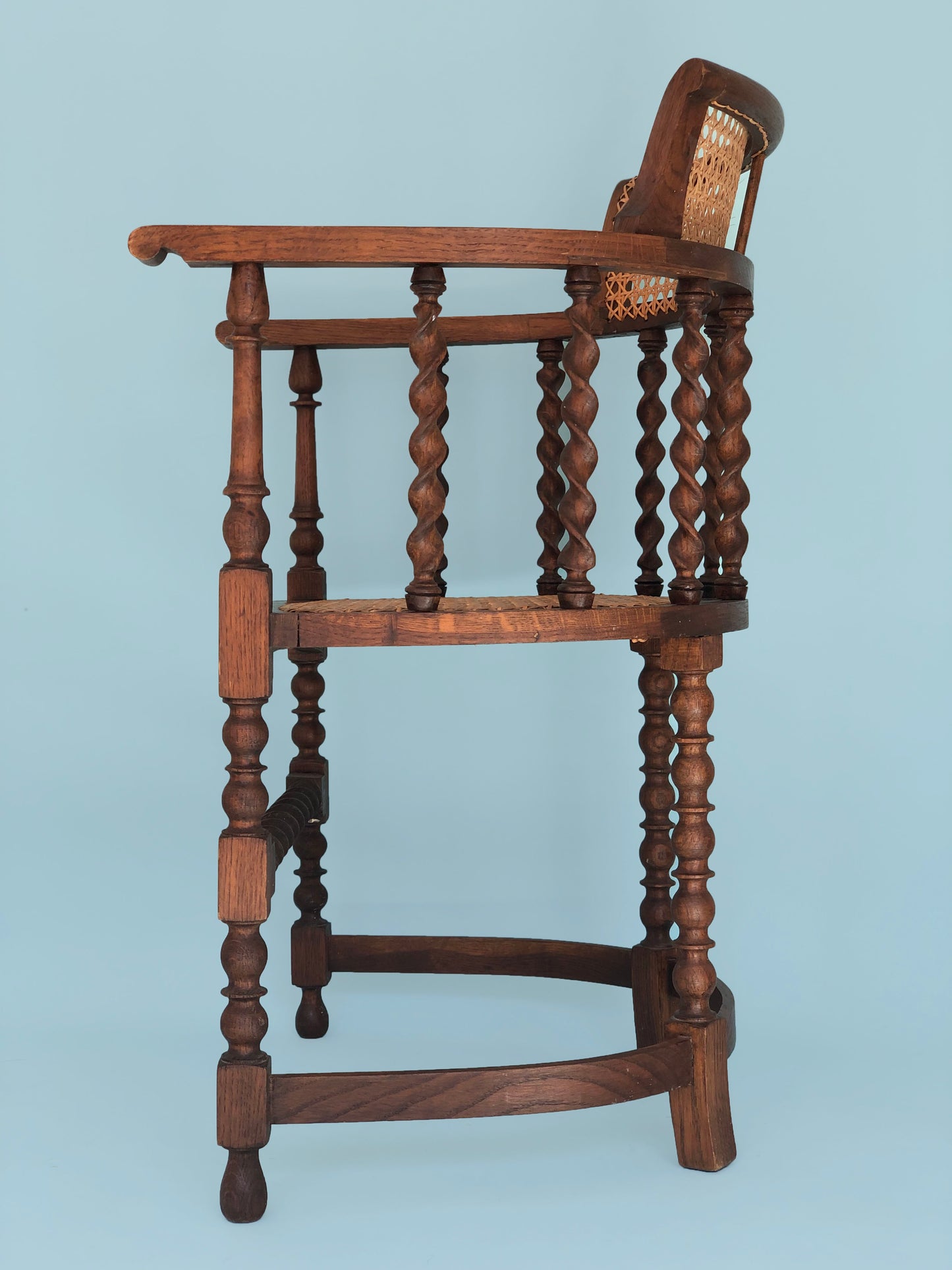 Edwardian Barley Twist Corner Chair With Cane 19th Century