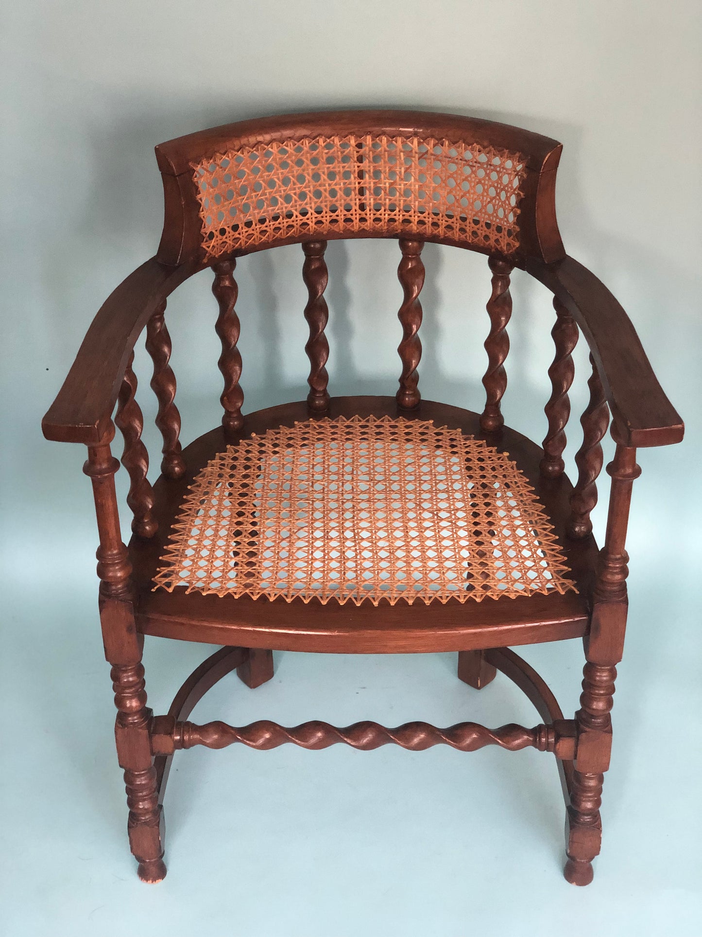 Edwardian Barley Twist Corner Chair With Cane 19th Century