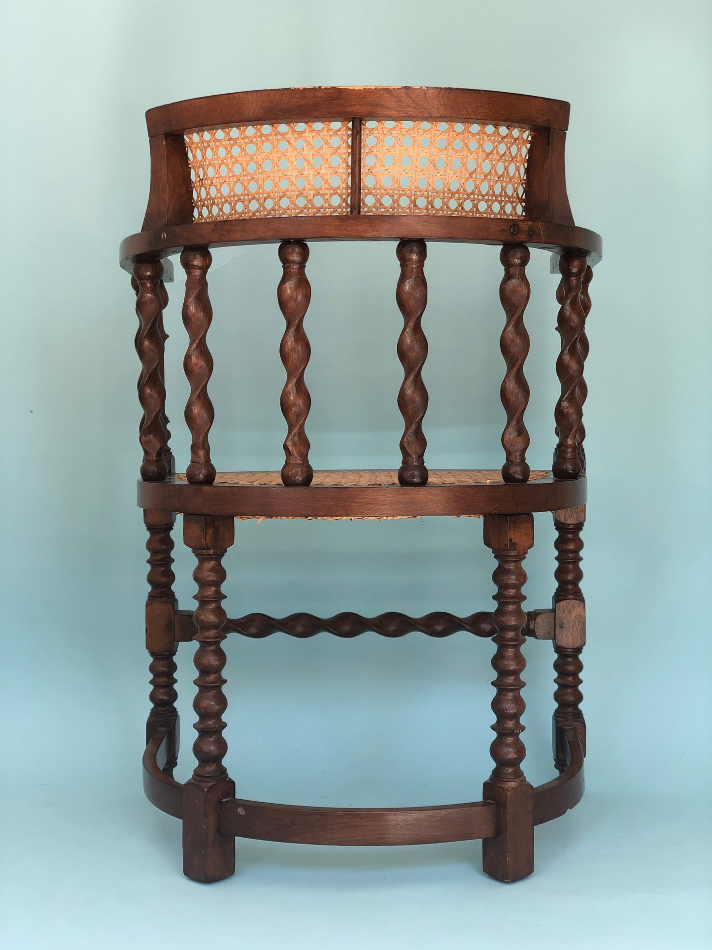 Edwardian Barley Twist Corner Chair With Cane 19th Century
