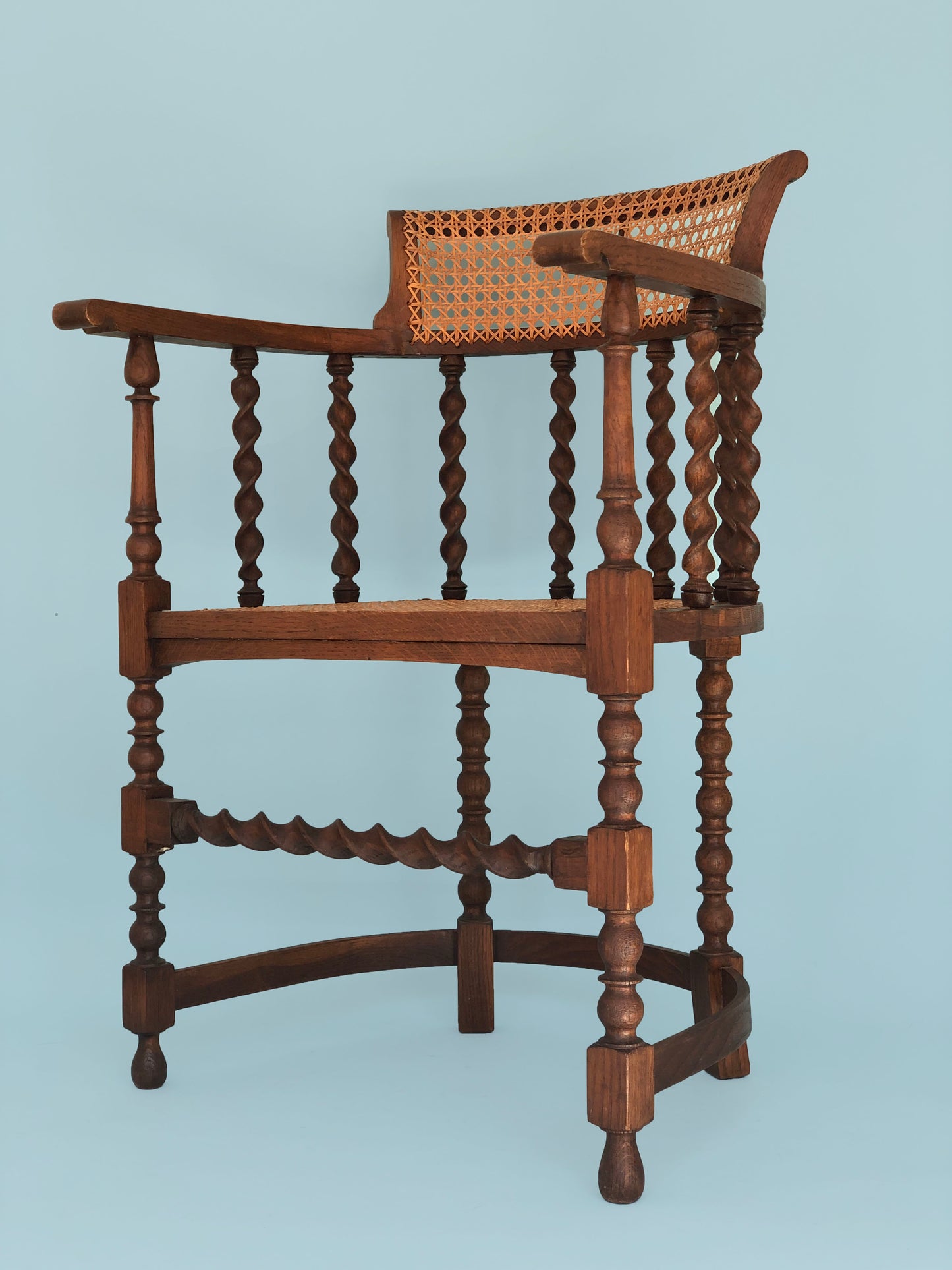 Edwardian Barley Twist Corner Chair With Cane 19th Century