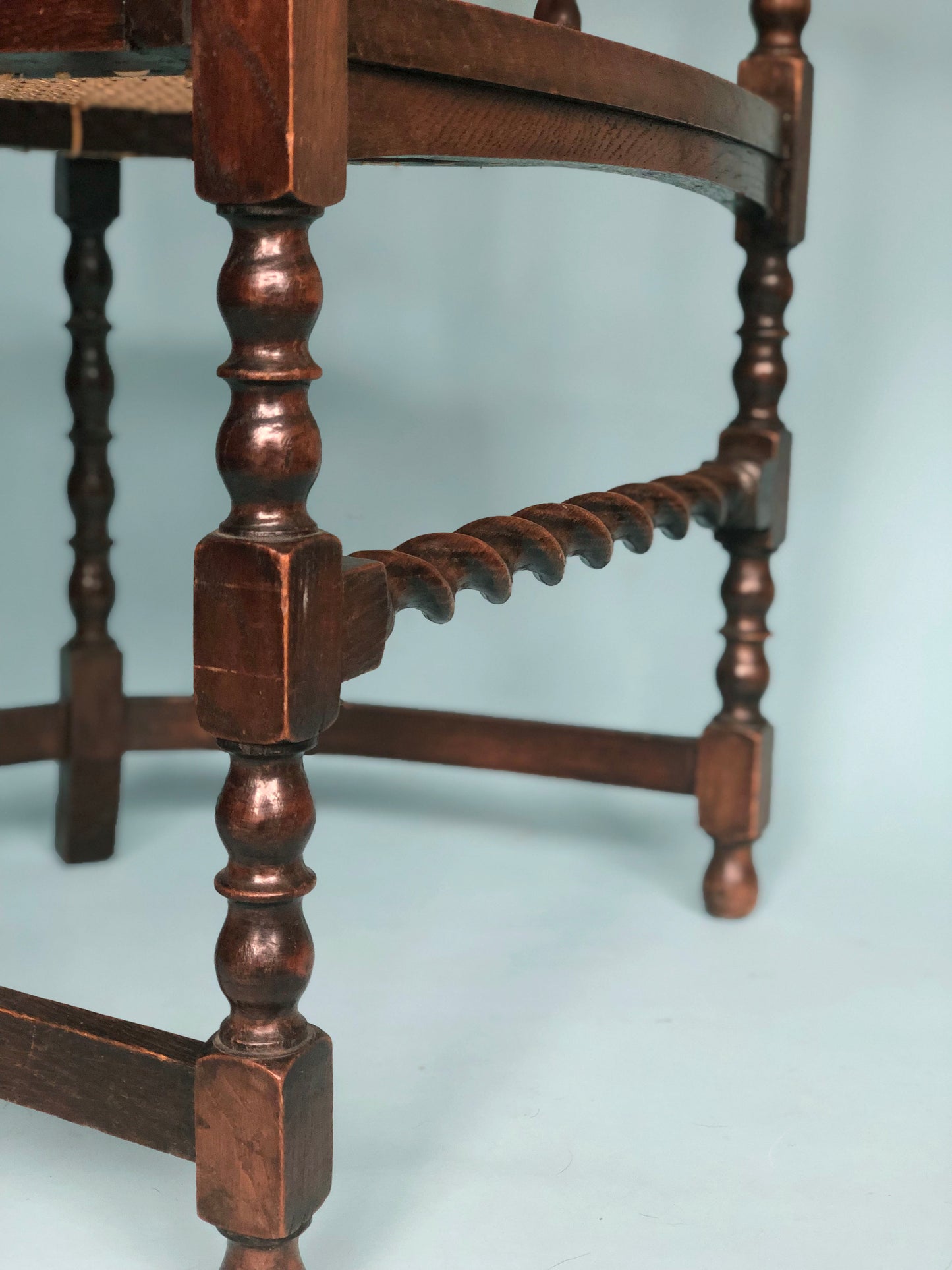Edwardian Barley Twist Corner Chair With Cane Late 19th Century