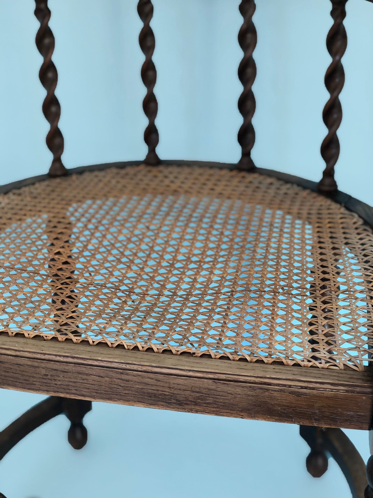 Edwardian Barley Twist Corner Chair With Cane Late 19th Century