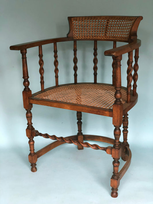 Edwardian Barley Twist Corner Chair With Cane Late 19th Century