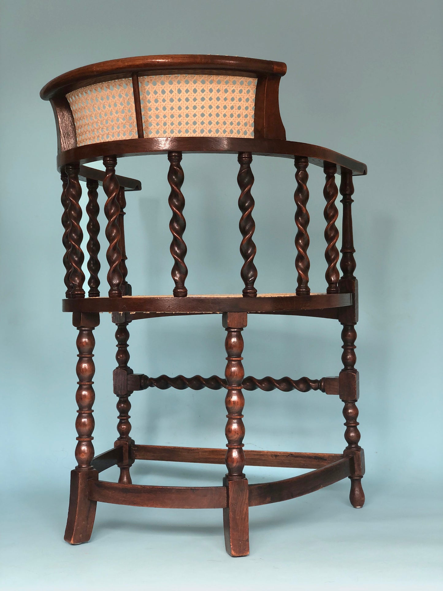 Edwardian Barley Twist Corner Chair With Cane Late 19th Century