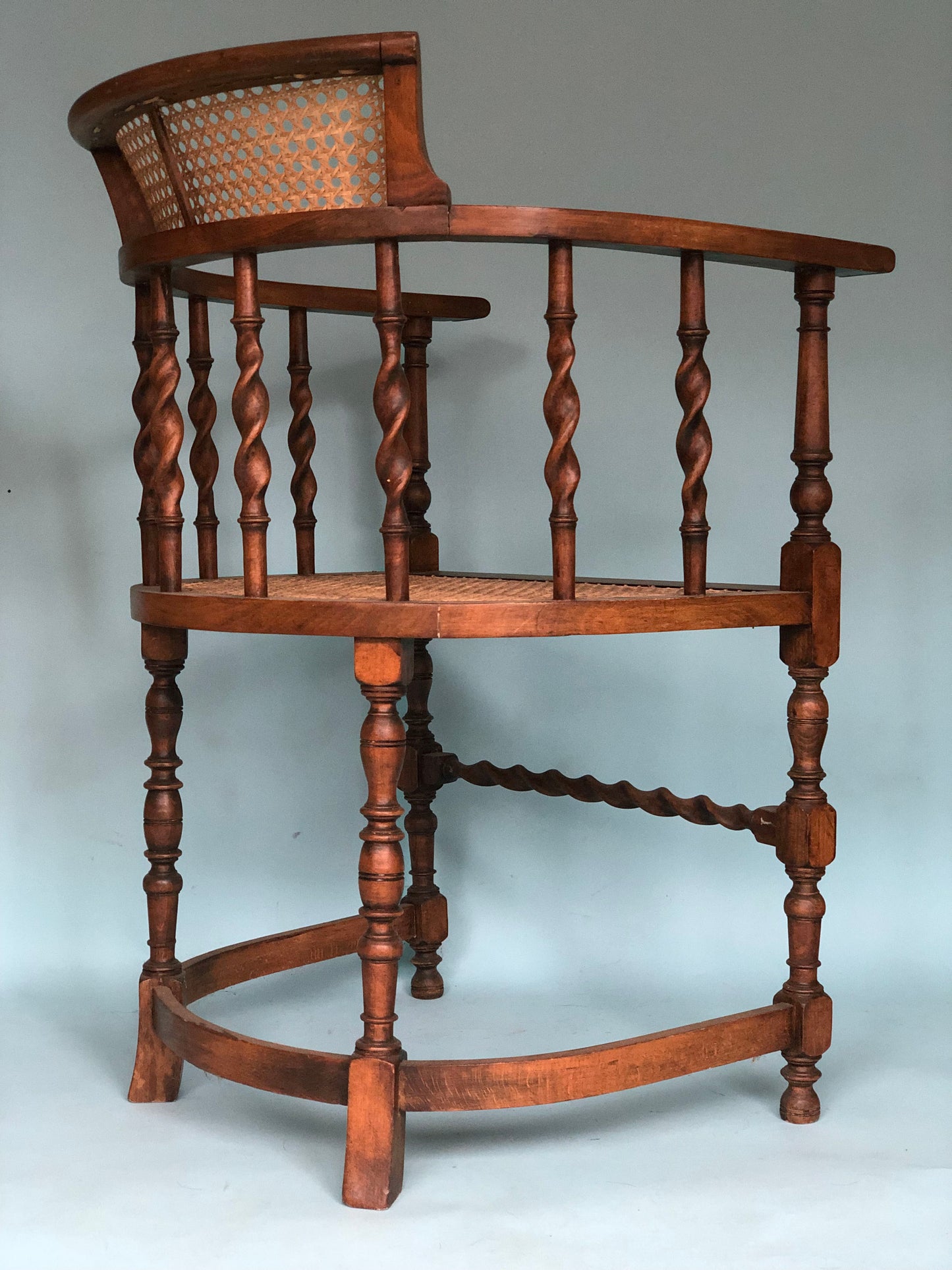 Edwardian Barley Twist Corner Chair With Cane Late 19th Century