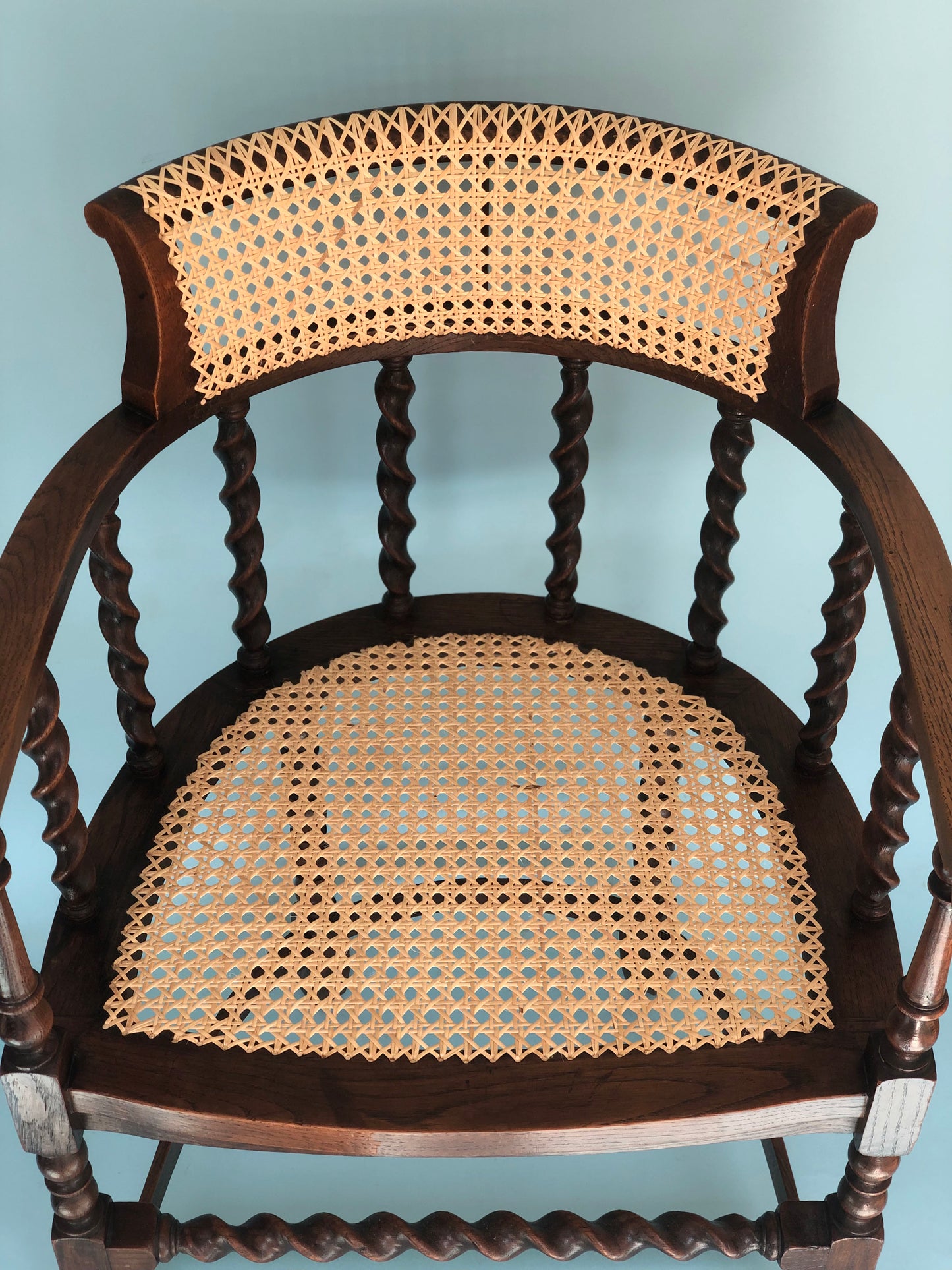 Edwardian Barley Twist Corner Chair With Cane Late 19th Century