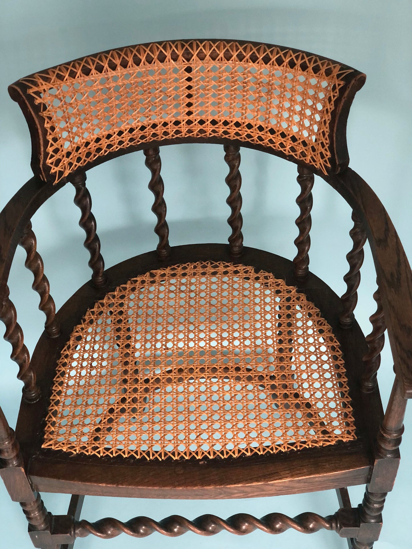 Edwardian Barley Twist Corner Chair With Cane Late 19th Century