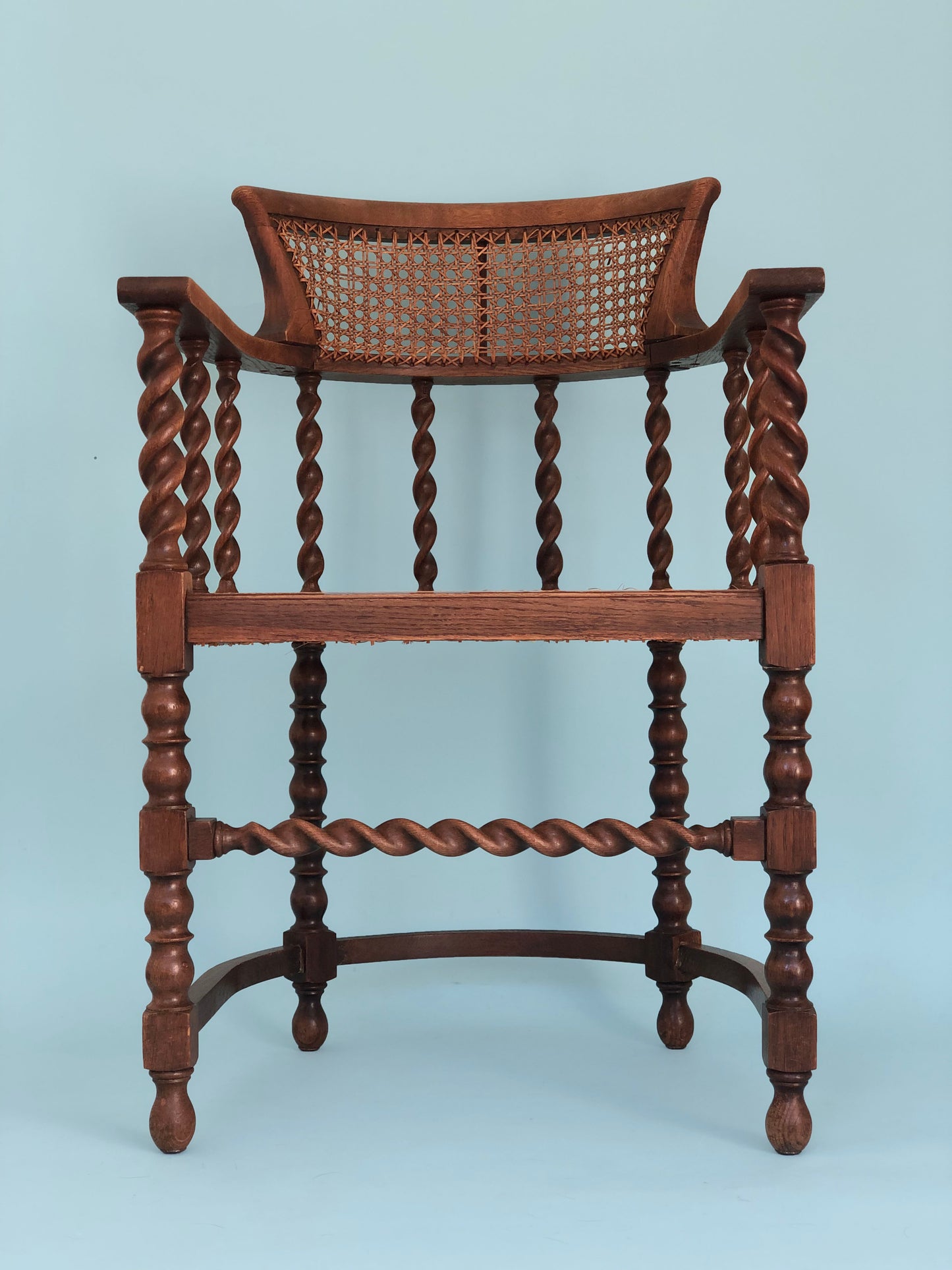 Edwardian Barley Twist Corner Chair With Cane Late 19th Century