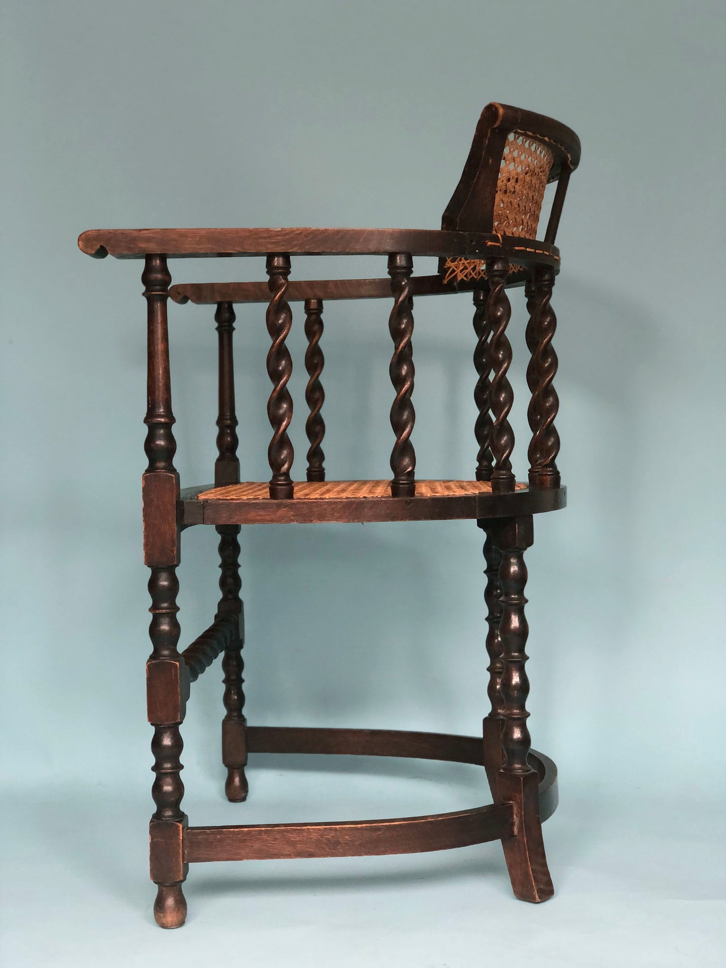 Edwardian Barley Twist Corner Chair With Cane Late 19th Century