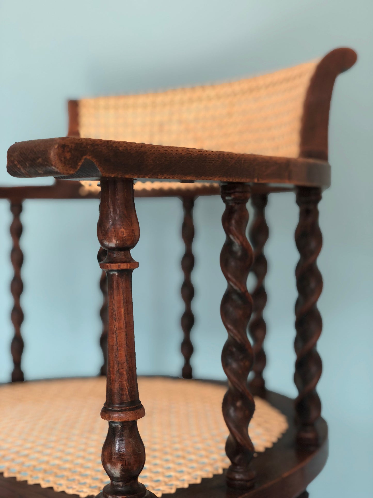 Edwardian Barley Twist Corner Chair With Cane Late 19th Century