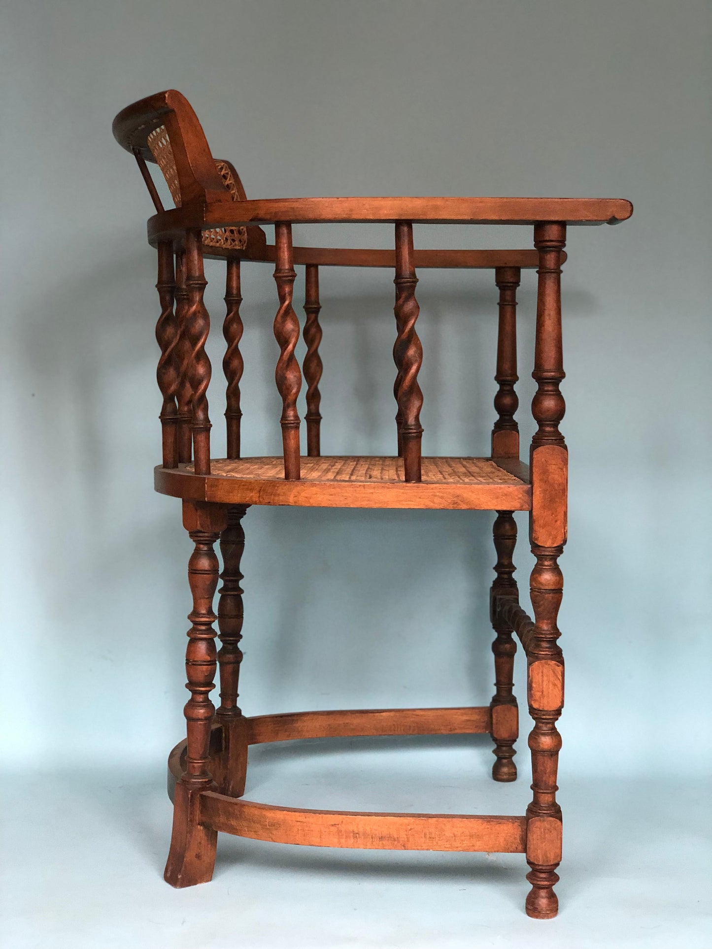 Edwardian Barley Twist Corner Chair With Cane Late 19th Century