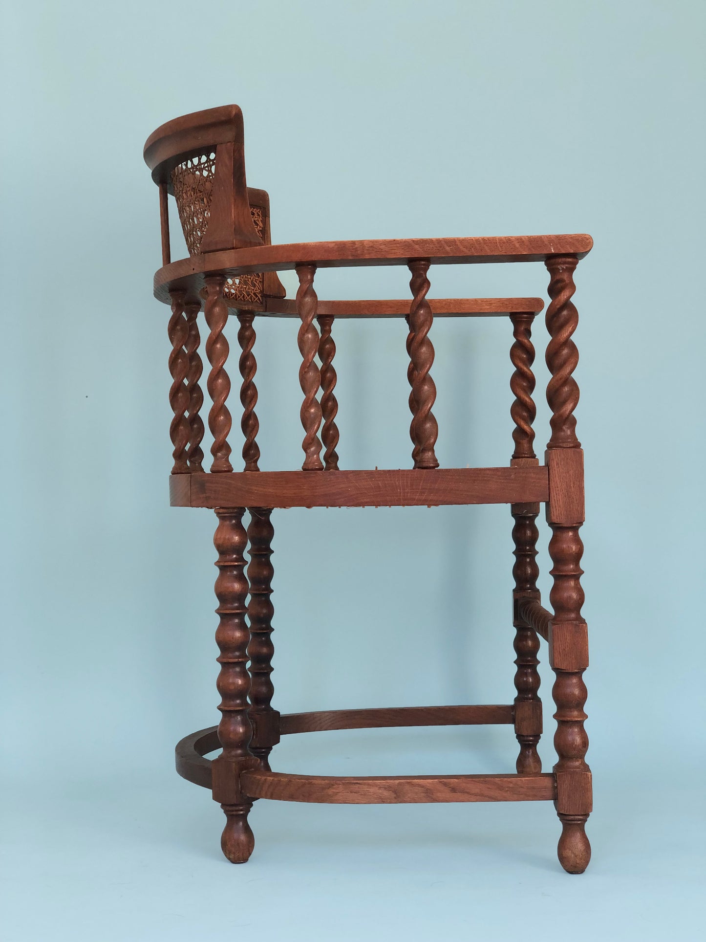 Edwardian Barley Twist Corner Chair With Cane Late 19th Century