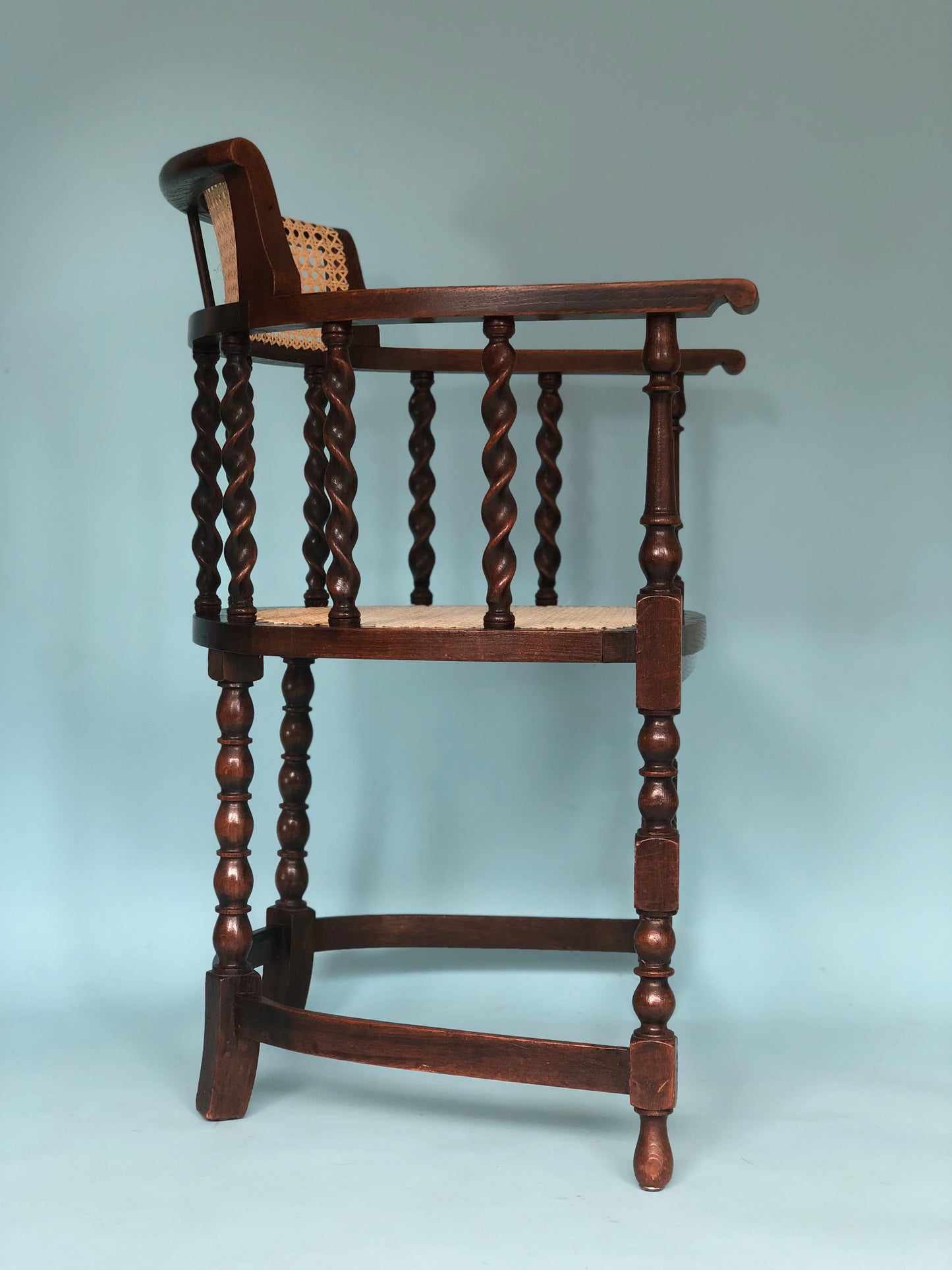 Edwardian Barley Twist Corner Chair With Cane Late 19th Century