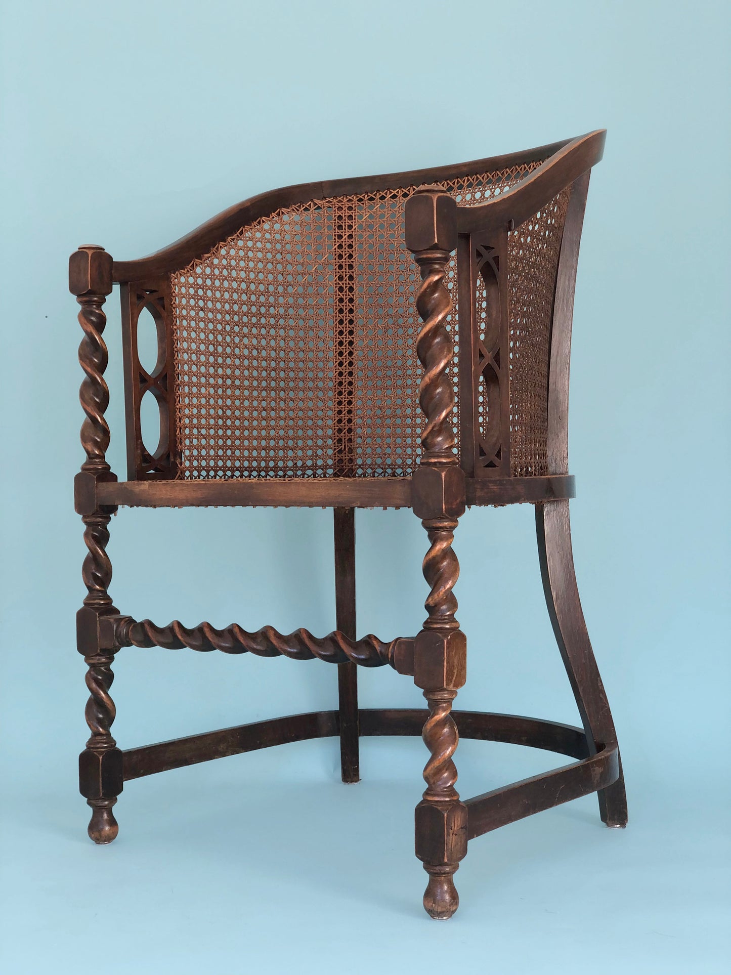 Edwardian Barley Twist Corner Chair With Cane Late 19th Century