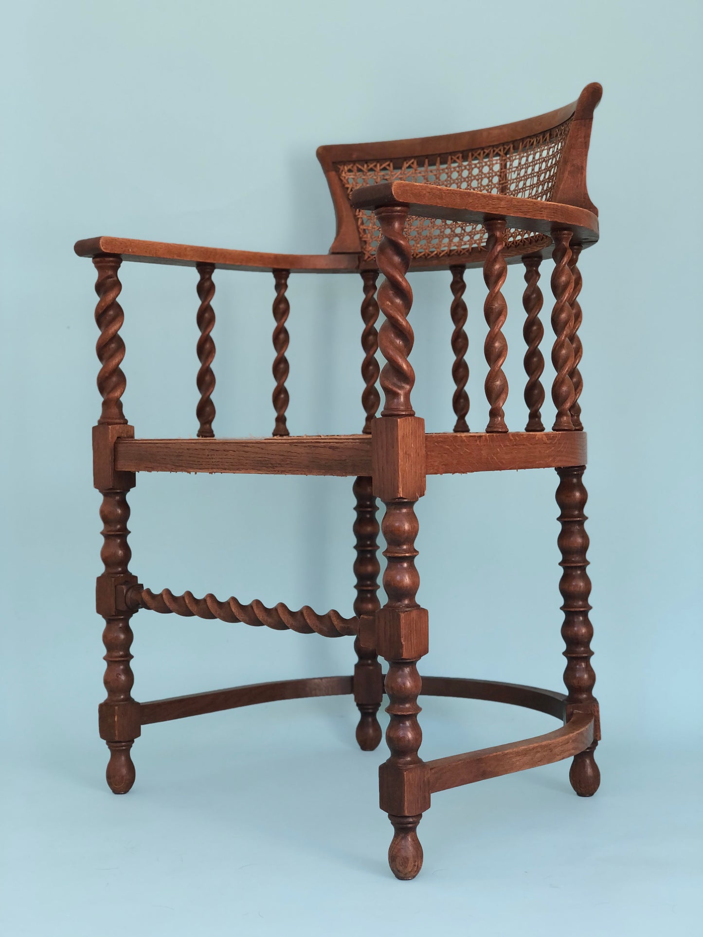 Edwardian Barley Twist Corner Chair With Cane Late 19th Century