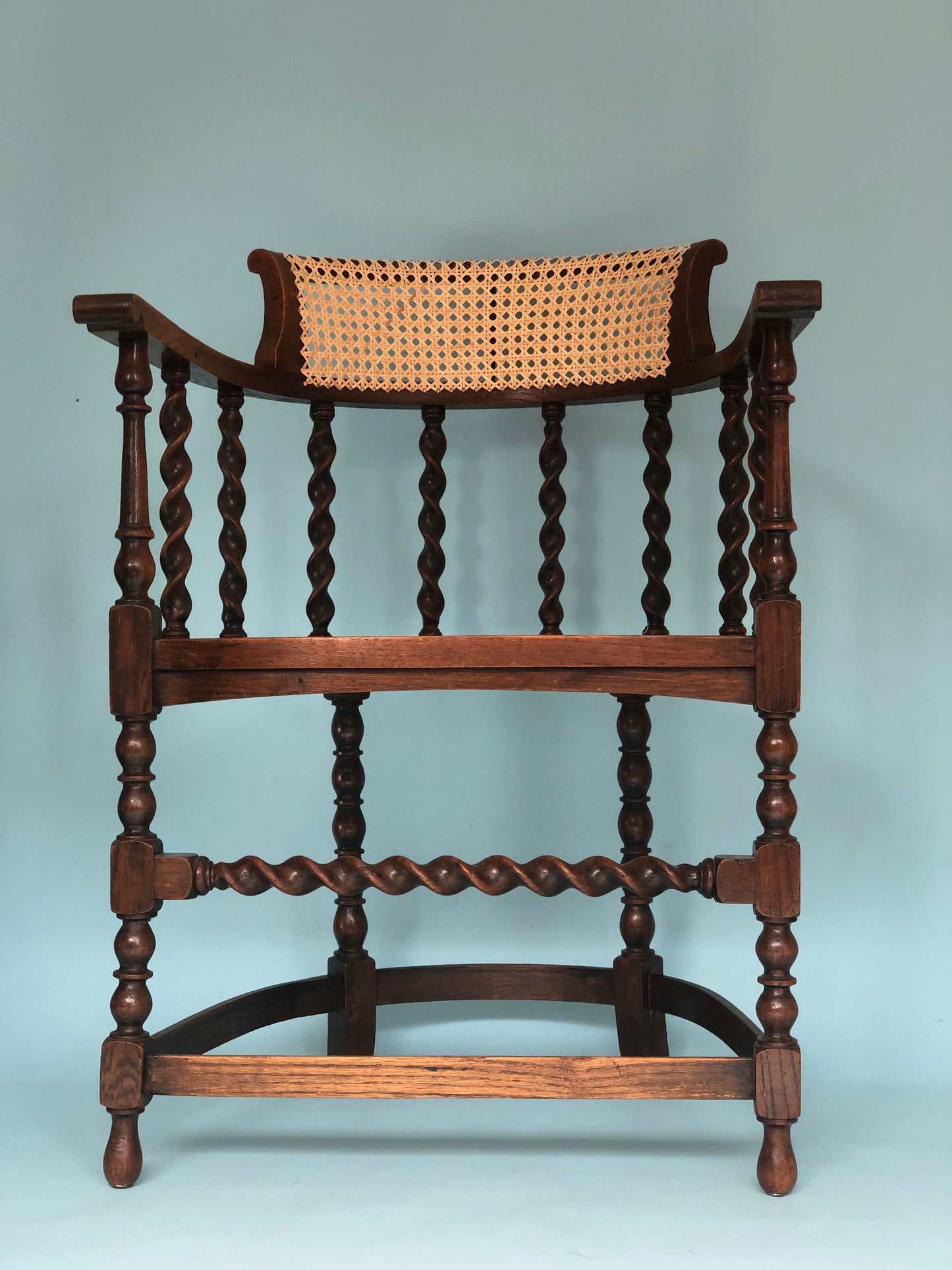 Edwardian Barley Twist Corner Chair With Cane Late 19th Century