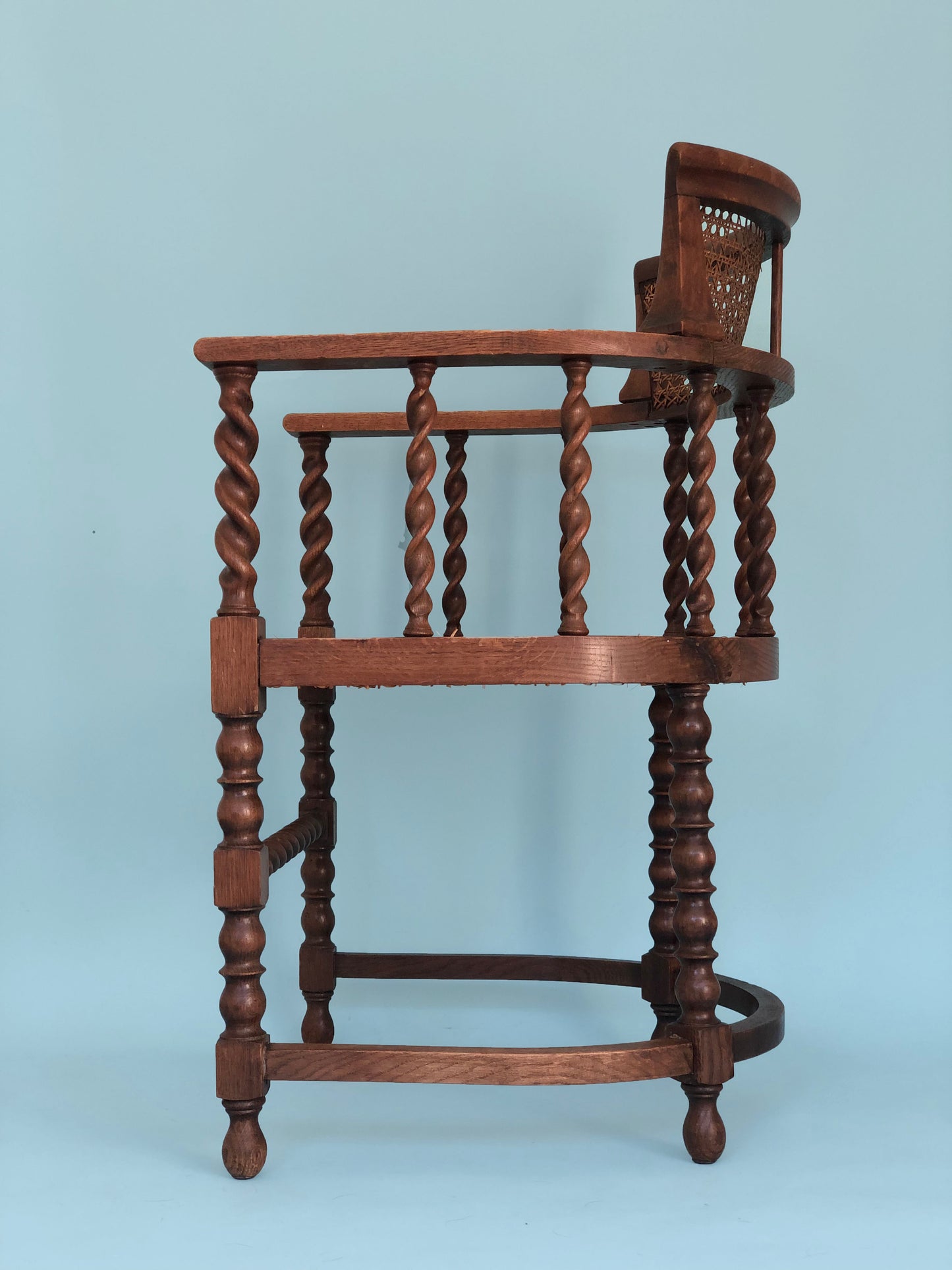 Edwardian Barley Twist Corner Chair With Cane Late 19th Century