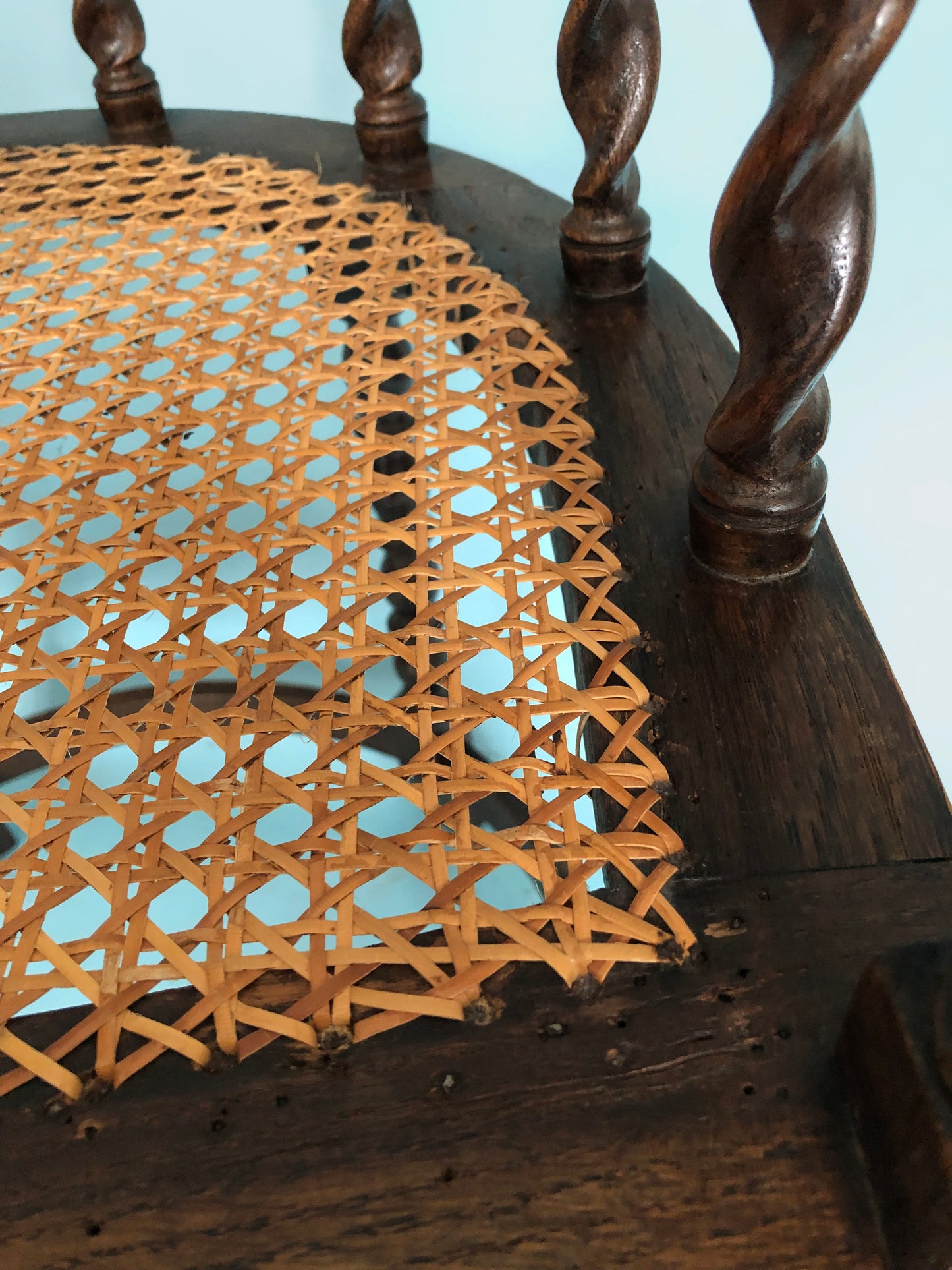 Edwardian Barley Twist Corner Chair With Cane Late 19th Century