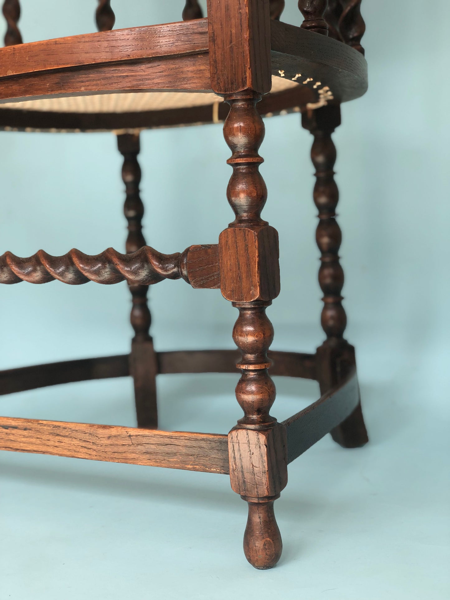 Edwardian Barley Twist Corner Chair With Cane Late 19th Century