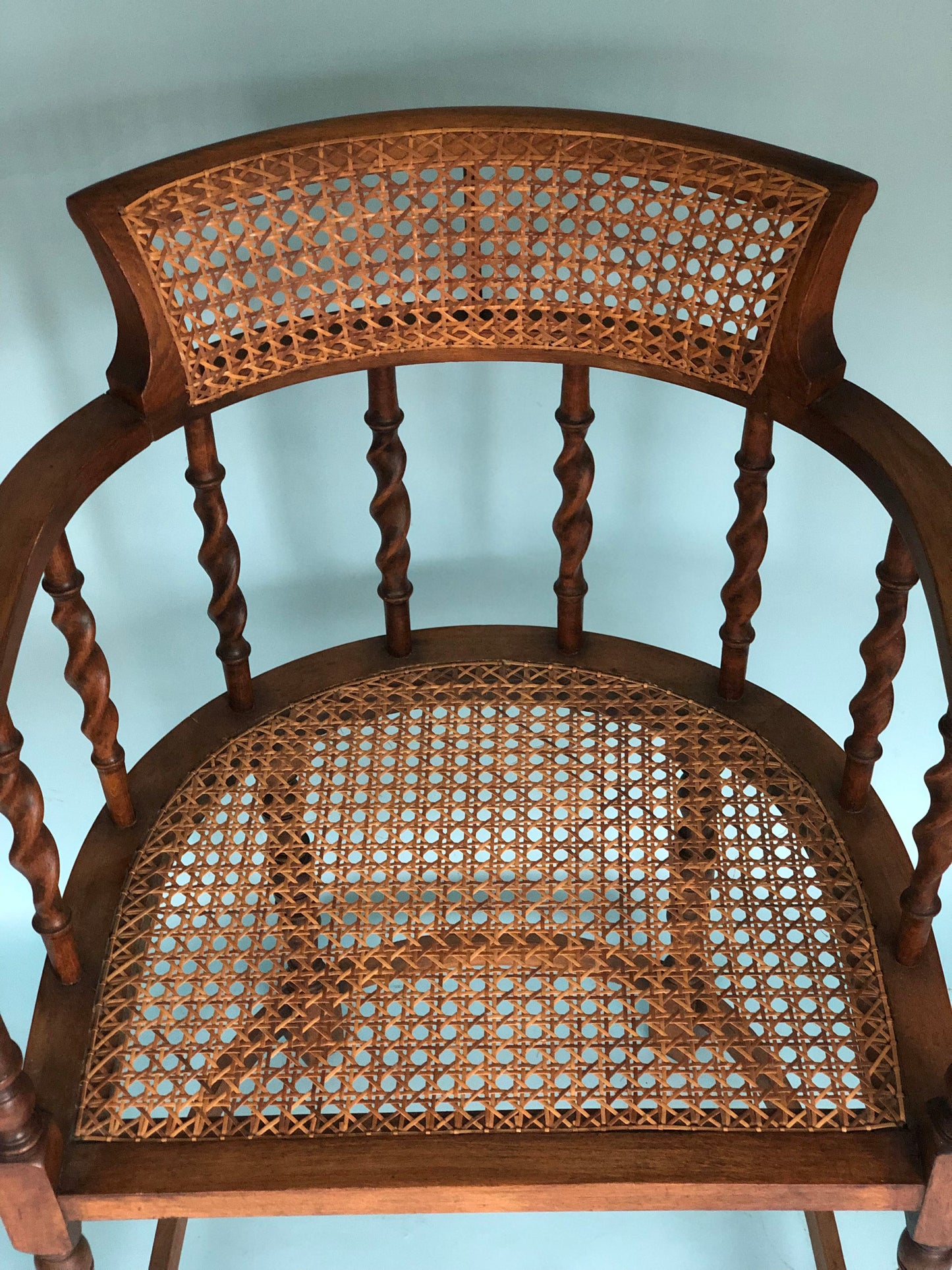Edwardian Barley Twist Corner Chair With Cane Late 19th Century