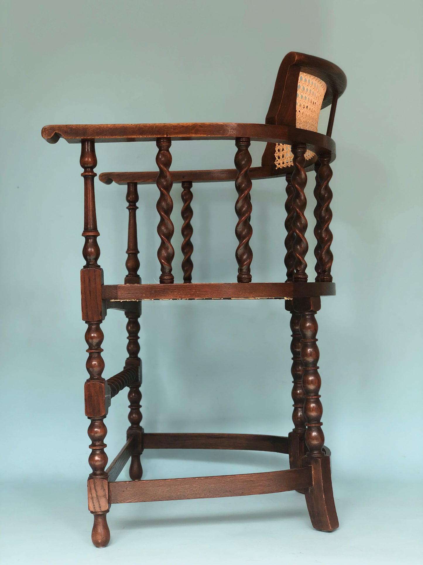 Edwardian Barley Twist Corner Chair With Cane Late 19th Century