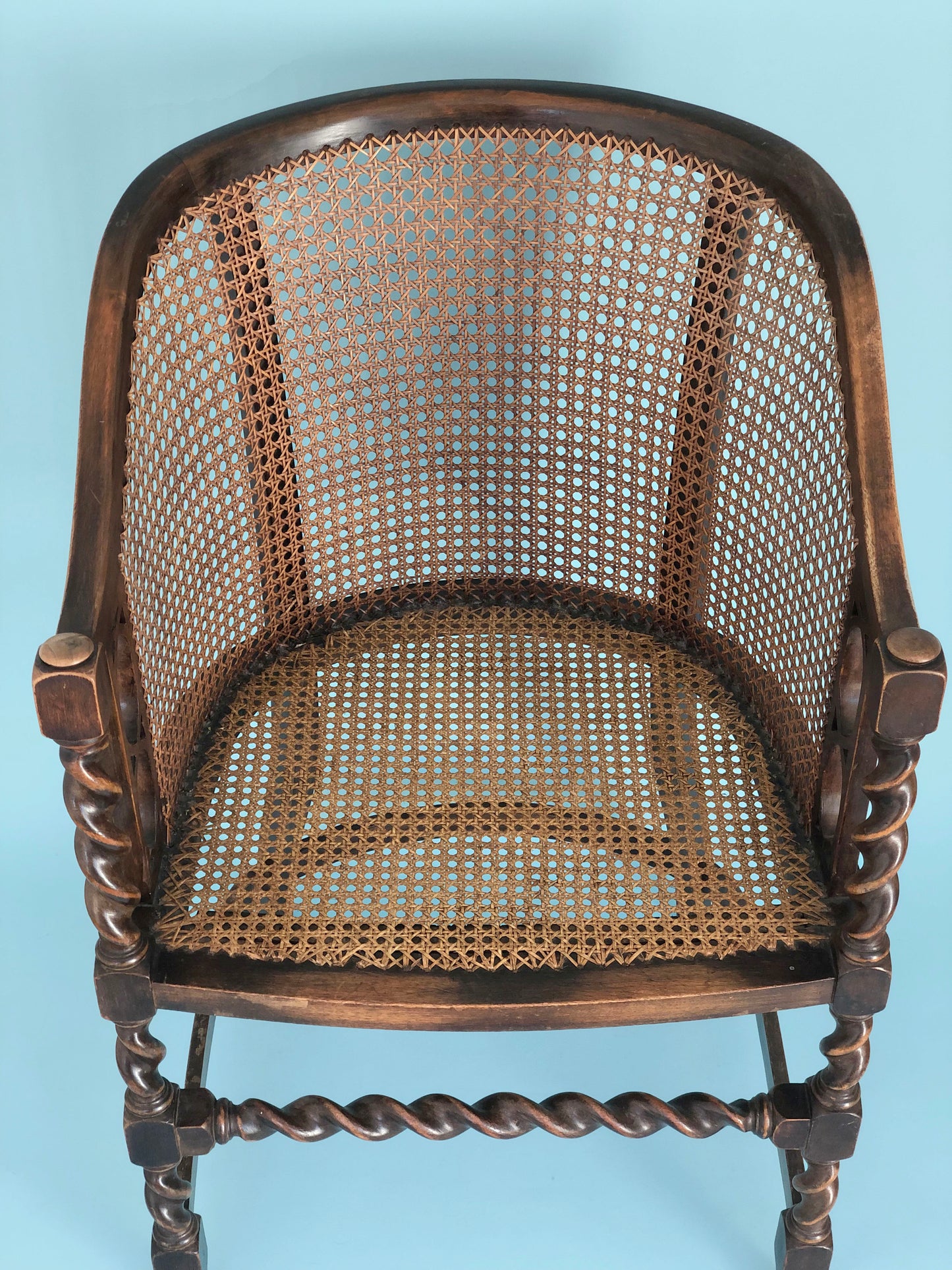 Edwardian Barley Twist Corner Chair With Cane Late 19th Century