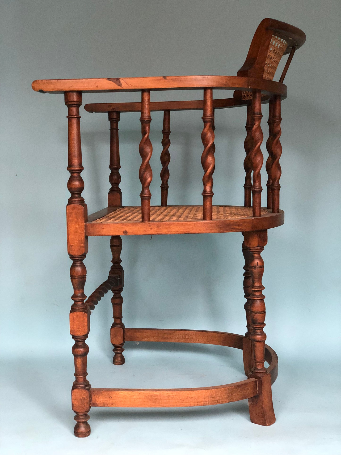 Edwardian Barley Twist Corner Chair With Cane Late 19th Century
