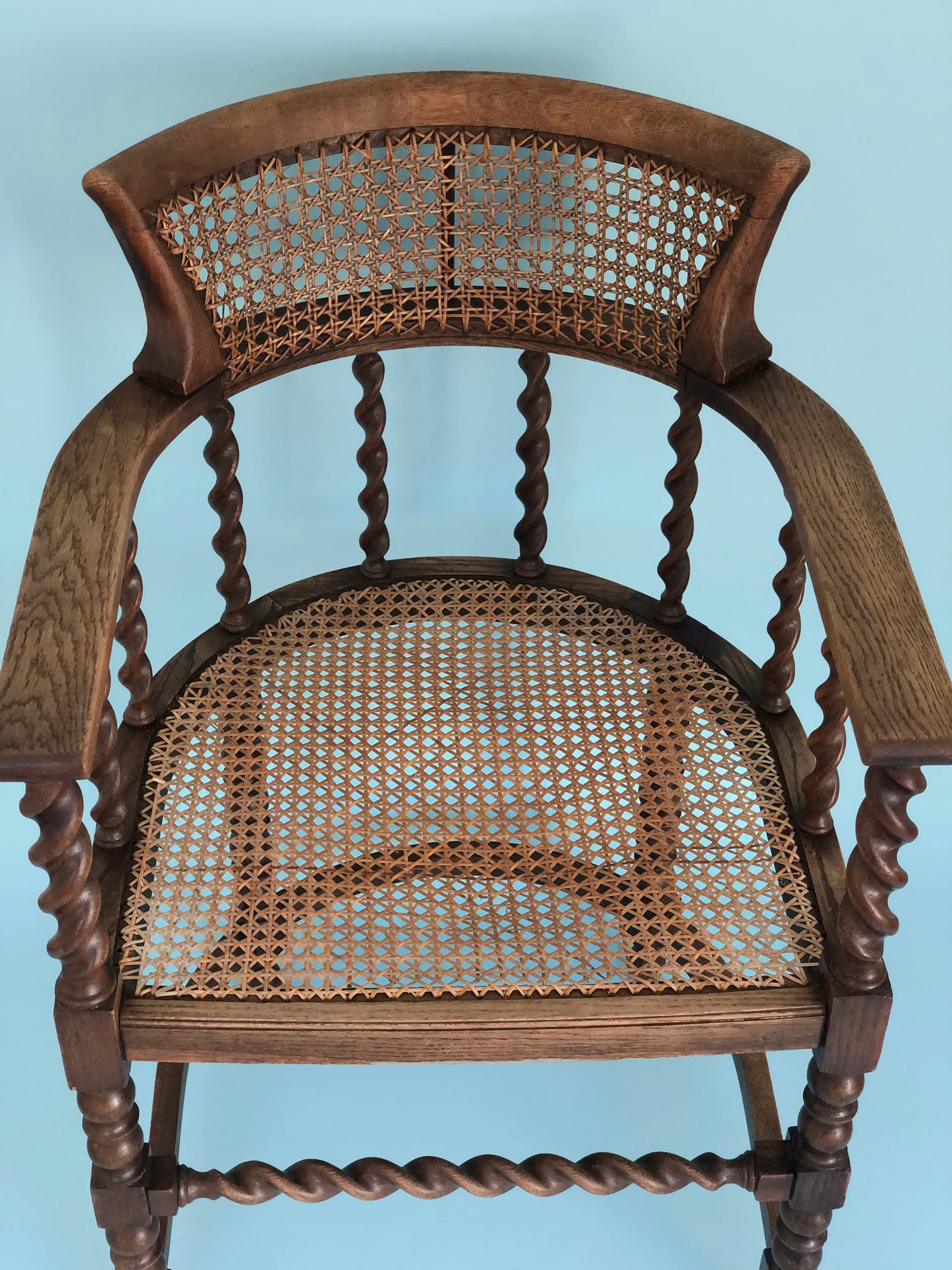 Edwardian Barley Twist Corner Chair With Cane Late 19th Century