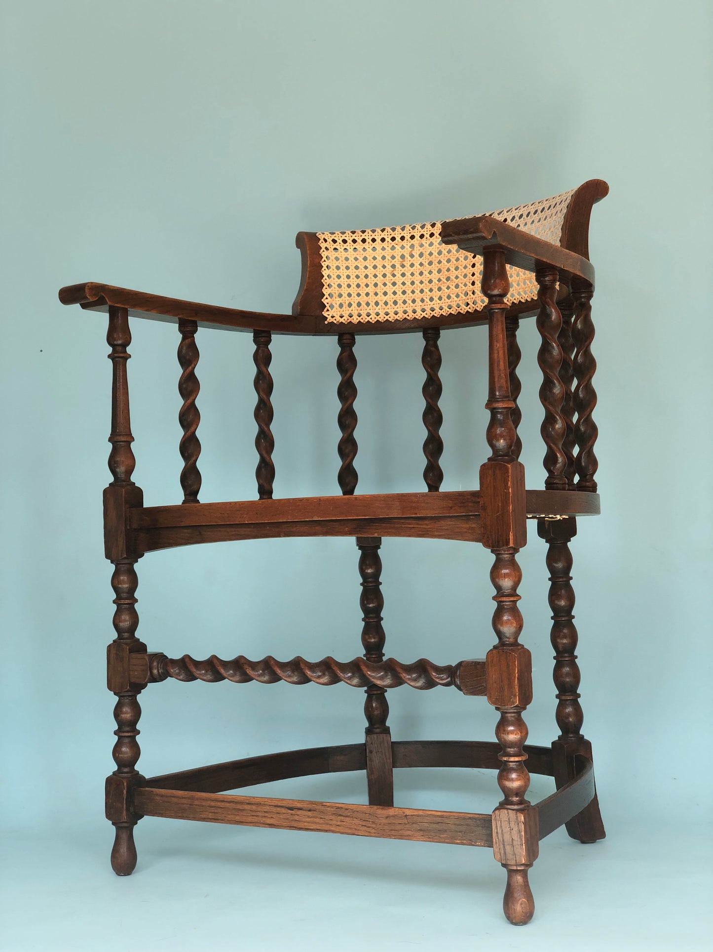 Edwardian Barley Twist Corner Chair With Cane Late 19th Century