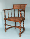 Edwardian Barley Twist Corner Chair With Cane Early 20th Century