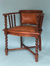 Edwardian Barley Twist Desk Chair With Leather 19th Century