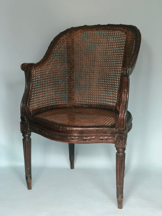 Edwardian Wood Armchair With Cane England 19th Century