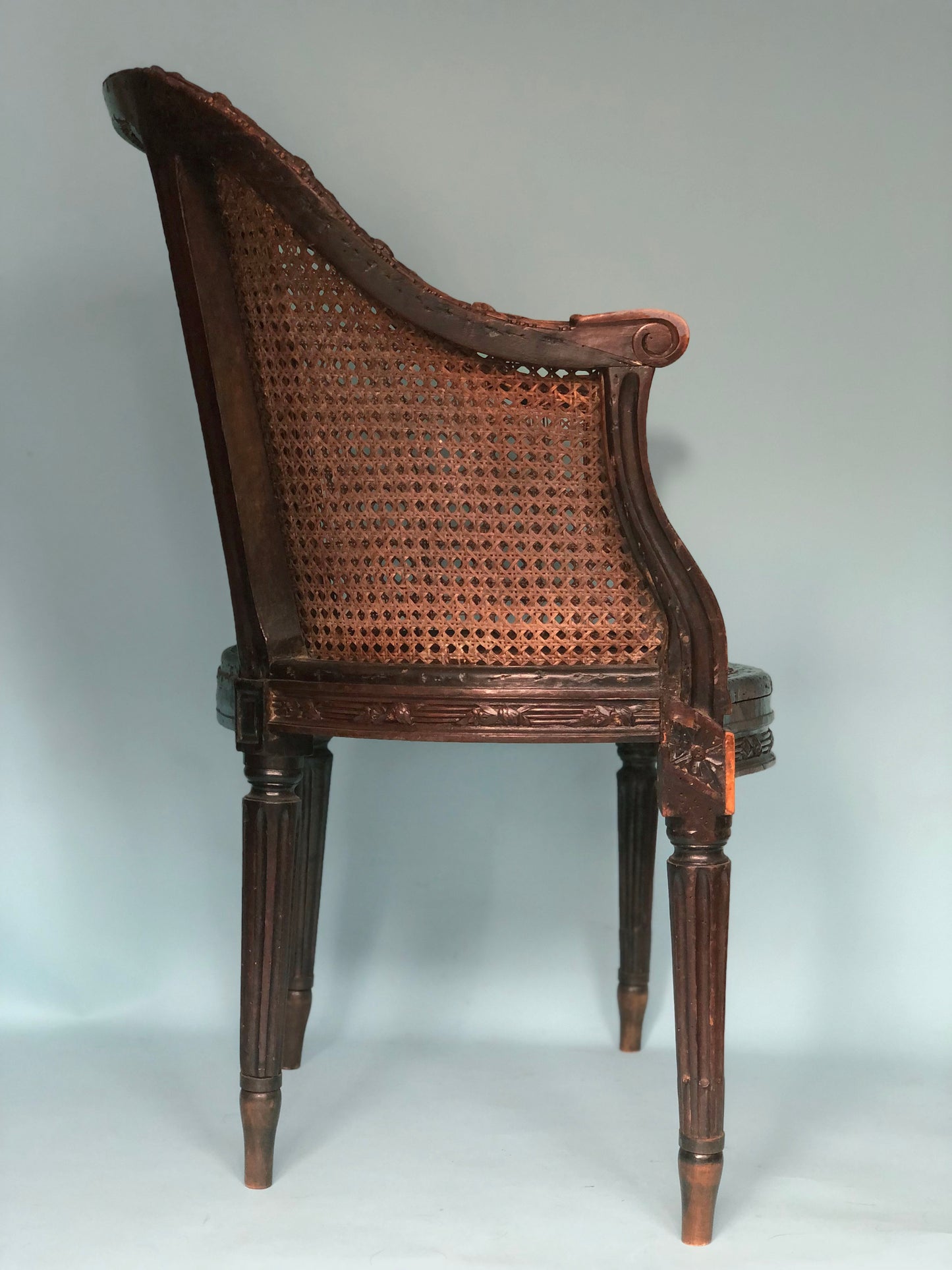 Edwardian Wood Armchair With Cane England 19th Century