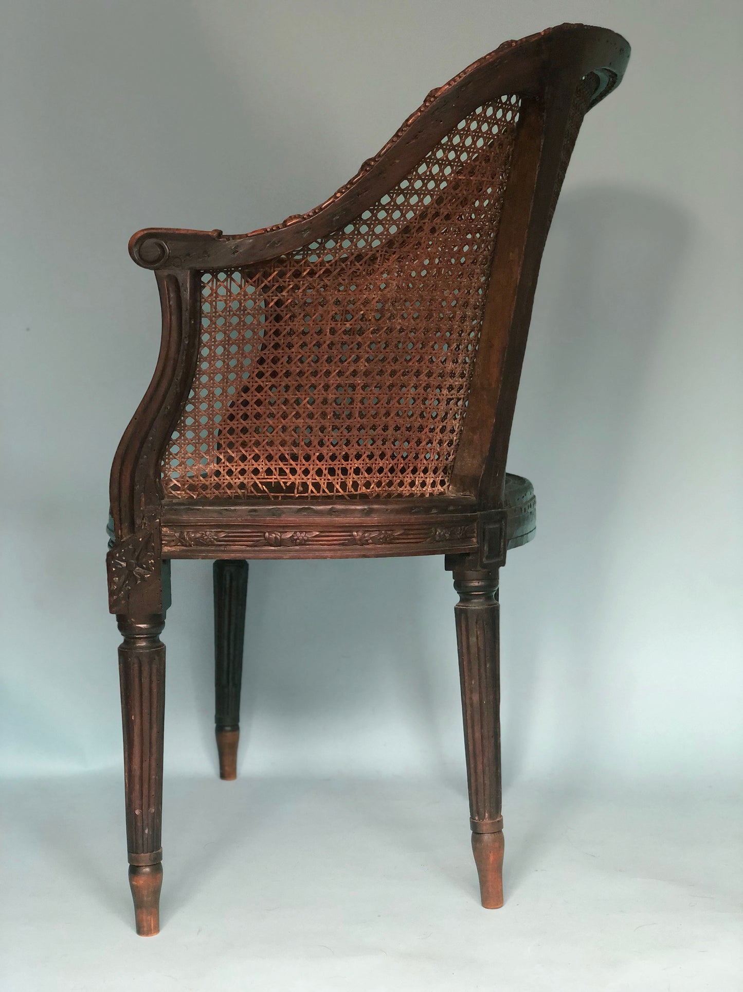 Edwardian Wood Armchair With Cane England 19th Century