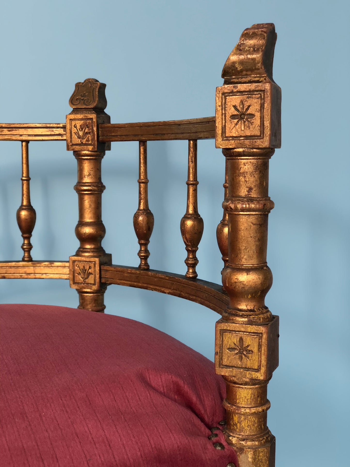 Rare Antique Giltwood Boudoir Corner Chair