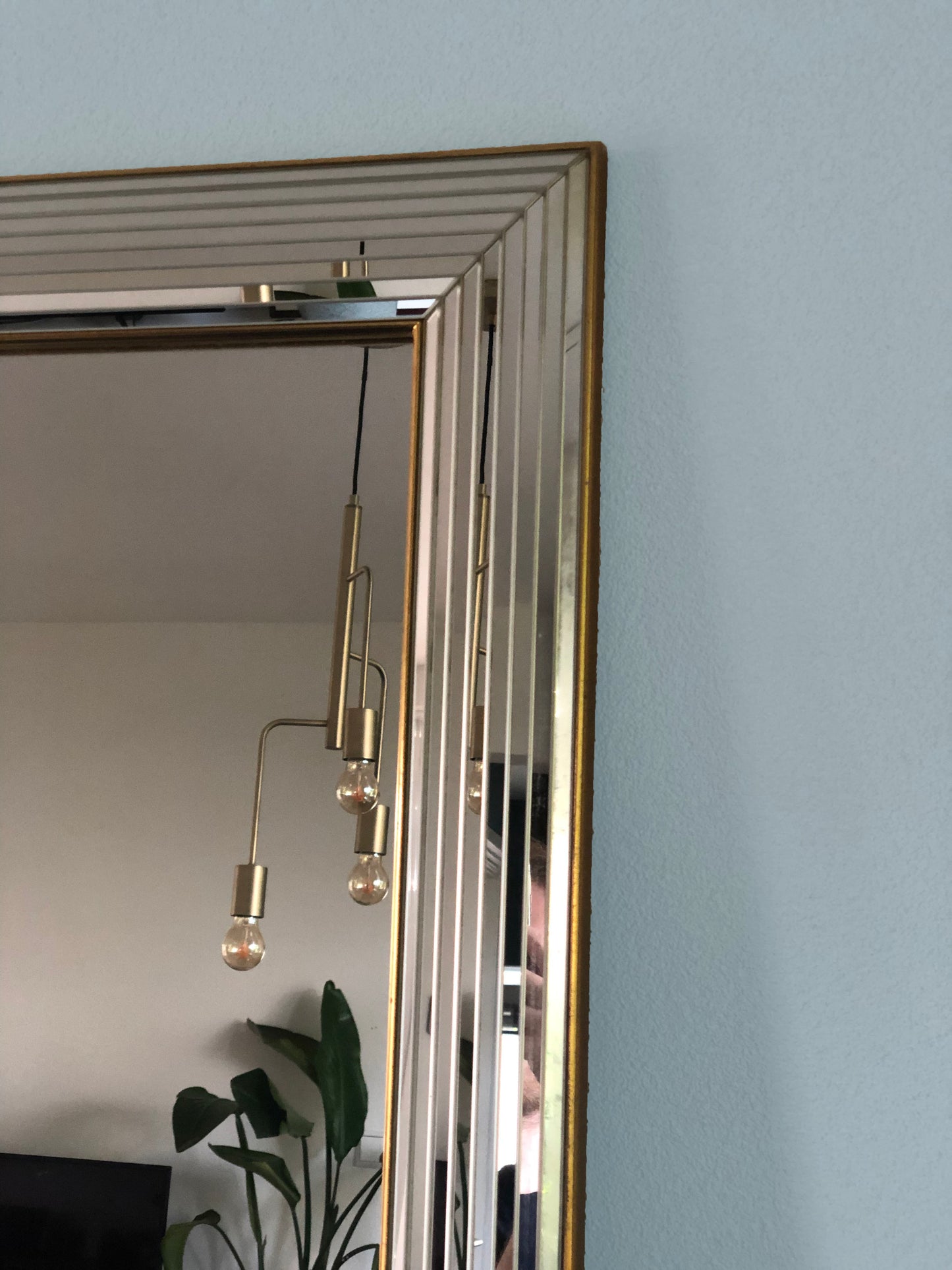 Hollywood Regency Deknudt Design Bevelled Frame Large Mirror 1980s