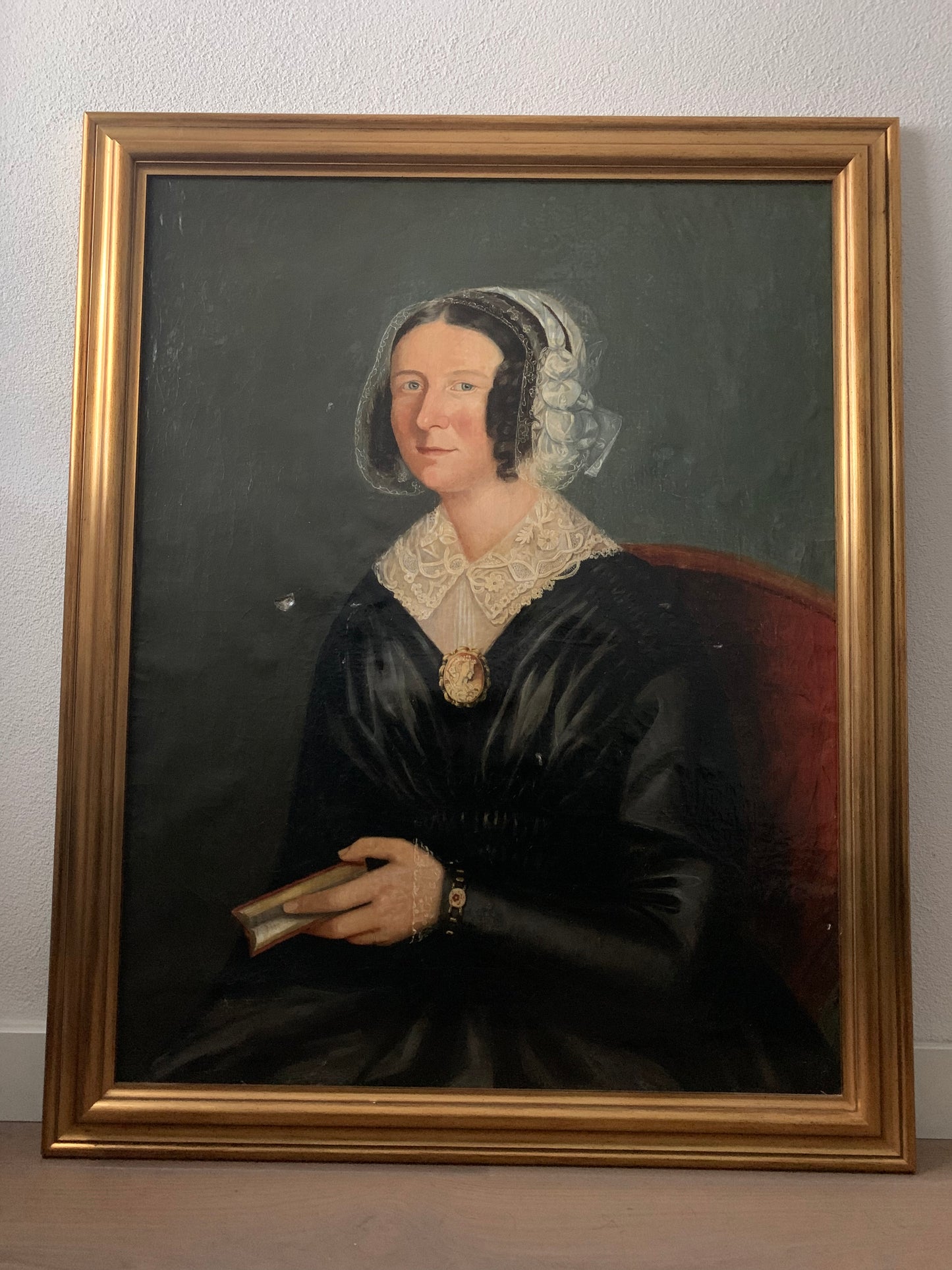 Large 19th century Dutch oil portrait painting