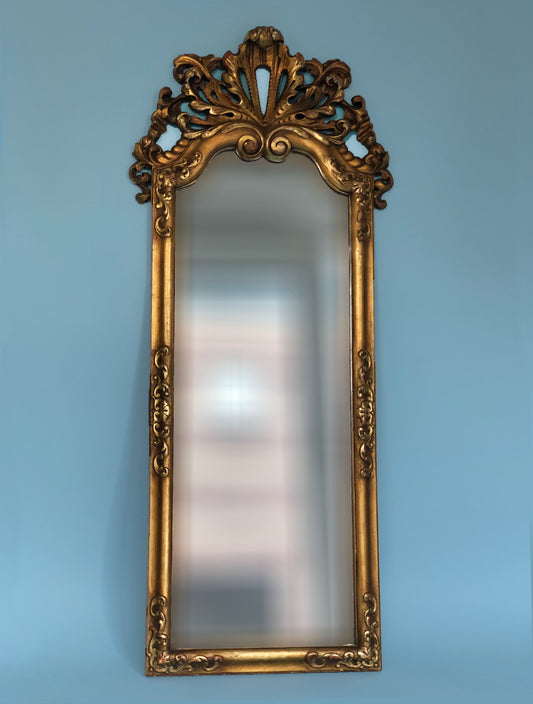 Large Art Deco Carved Giltwood Penant Mirror