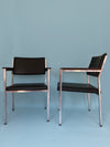 Metal Alloy Armchairs In Wenge And Skai 1970s. Set Of 2