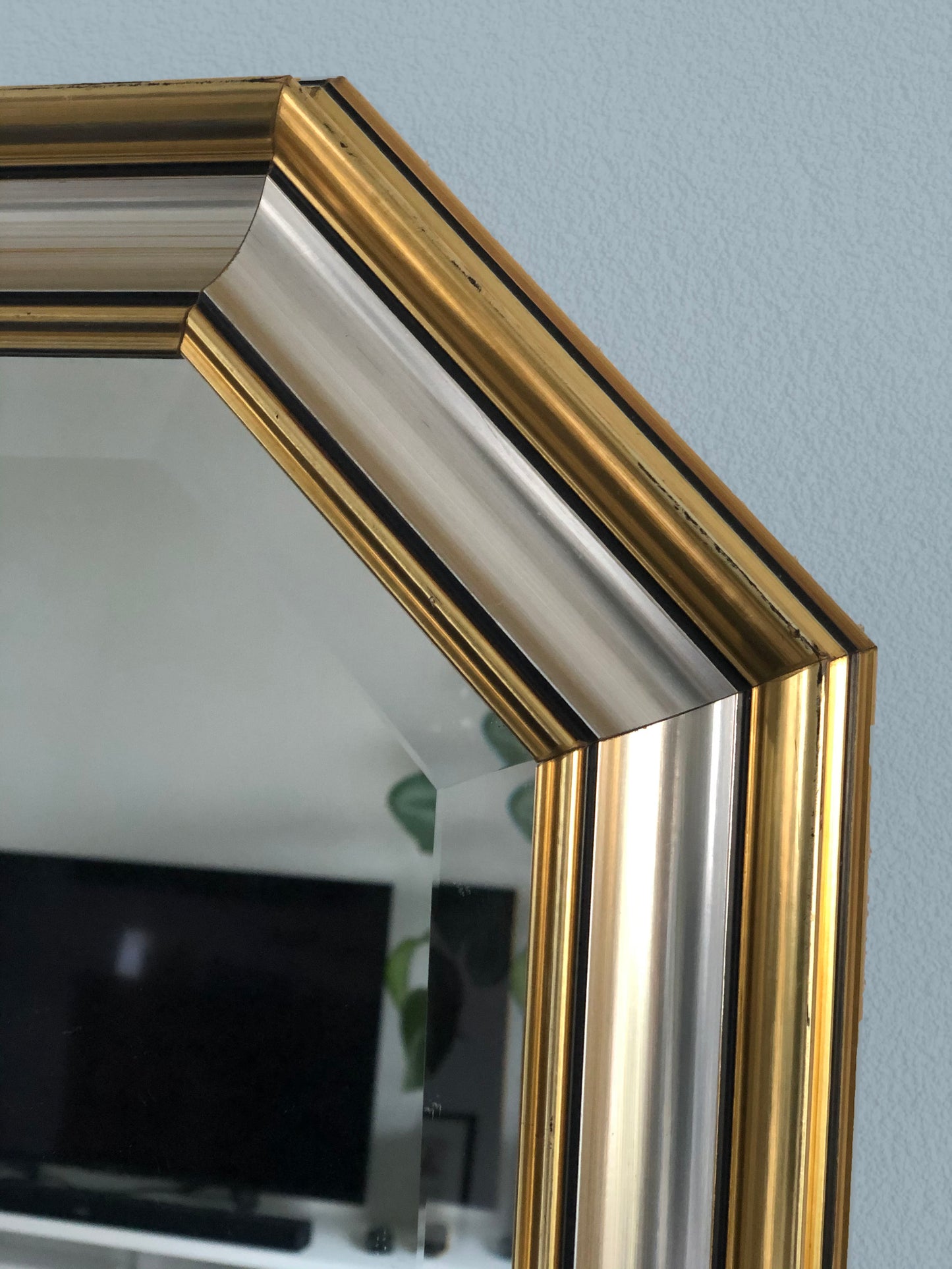 Vintage Facet-Cut Mirror In Gold And Silver 1970s