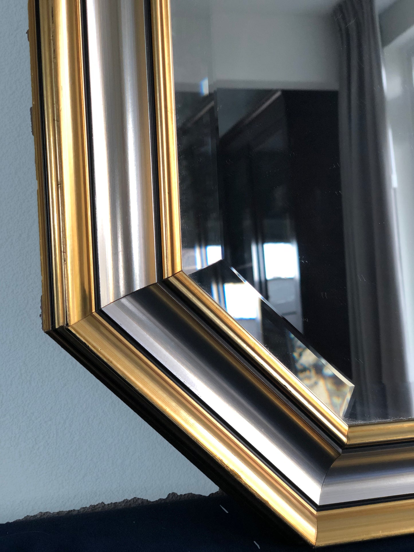 Vintage Facet-Cut Mirror In Gold And Silver 1970s