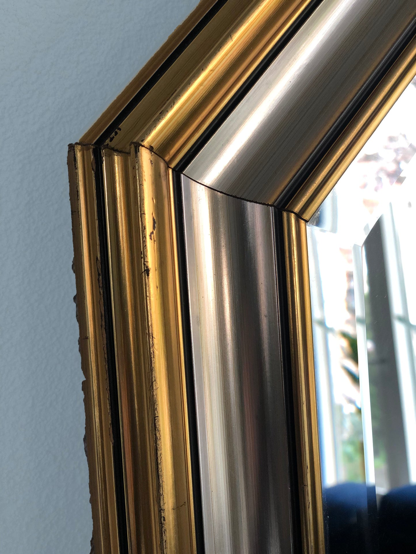 Vintage Facet-Cut Mirror In Gold And Silver 1970s