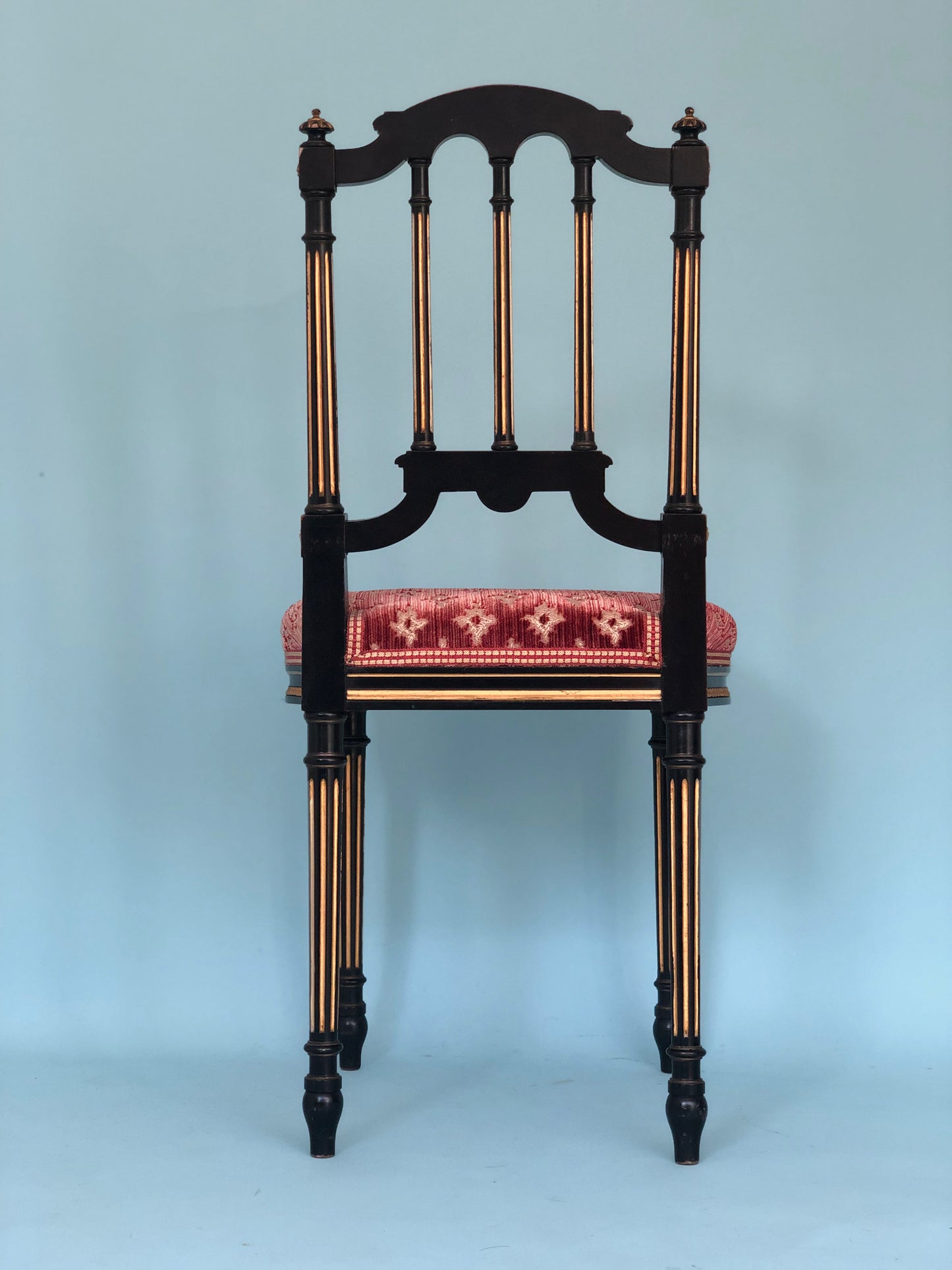 Napoleon III style Vintage Gilt Dining Chairs in Black and Gold Set of 2