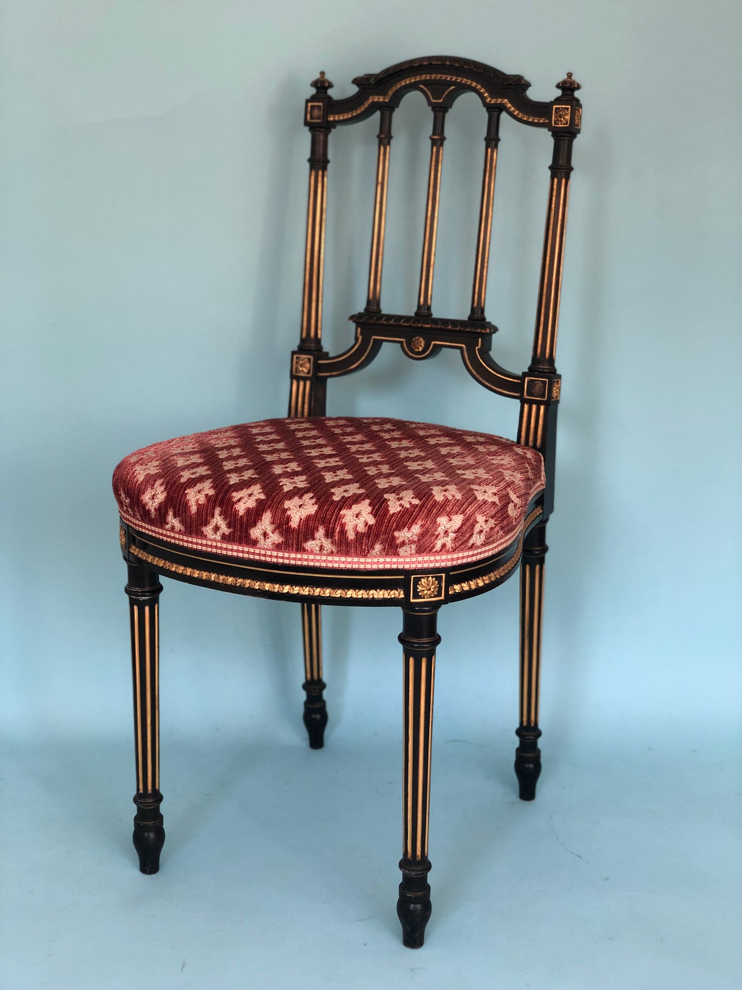 Napoleon III style Vintage Gilt Dining Chairs in Black and Gold Set of 2
