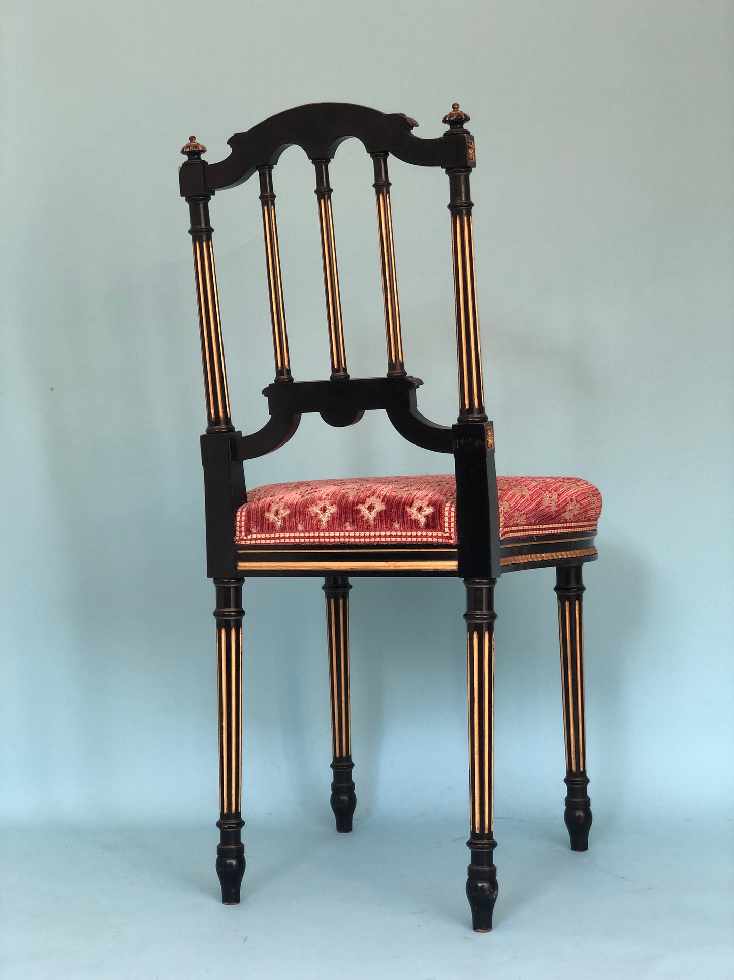 Napoleon III style Vintage Gilt Dining Chairs in Black and Gold Set of 2