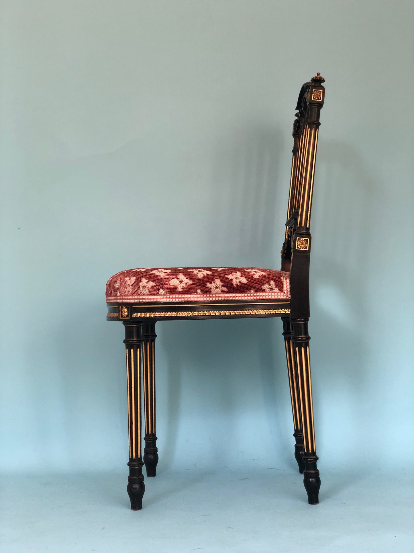 Napoleon III style Vintage Gilt Dining Chairs in Black and Gold Set of 2