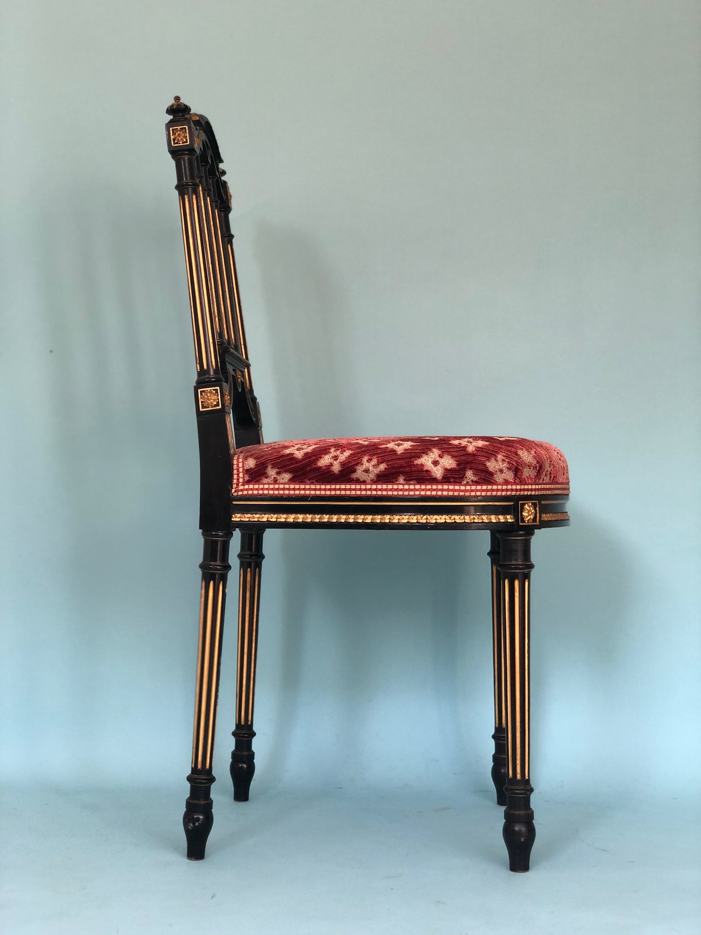 Napoleon III style Vintage Gilt Dining Chairs in Black and Gold Set of 2