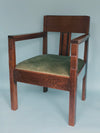 Oak Art Deco Amsterdam School Armchair 1920s.