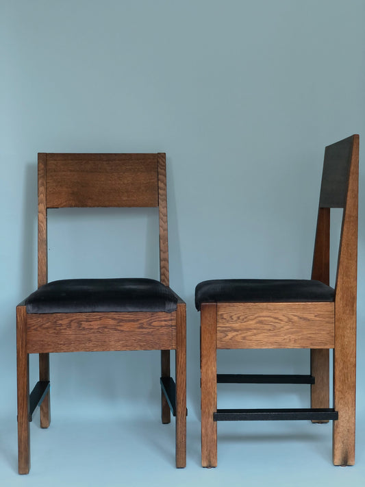 Oak Art Deco Chair L.O.V. Oosterbeek 1920s. Set Of 2