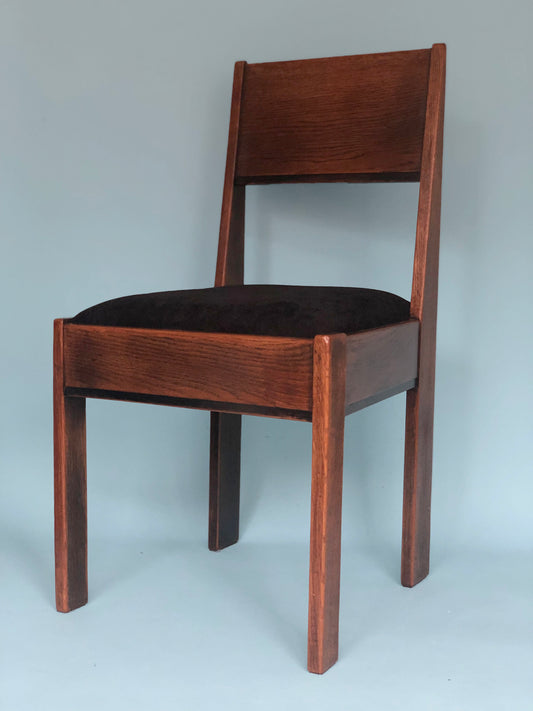 Oak Art Deco Design Chair By J.A. Muntendam For L.O.V. Oosterbeek 1920s.